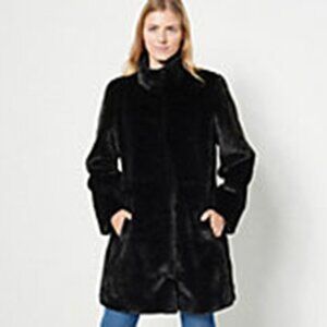 Dennis Basso Pelted Faux Mink Coat  (  Black )